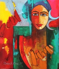 Zohaib Rind, 13 x 13 Inch, Acrylic on Canvas, Figurative Painting, AC-ZR-098